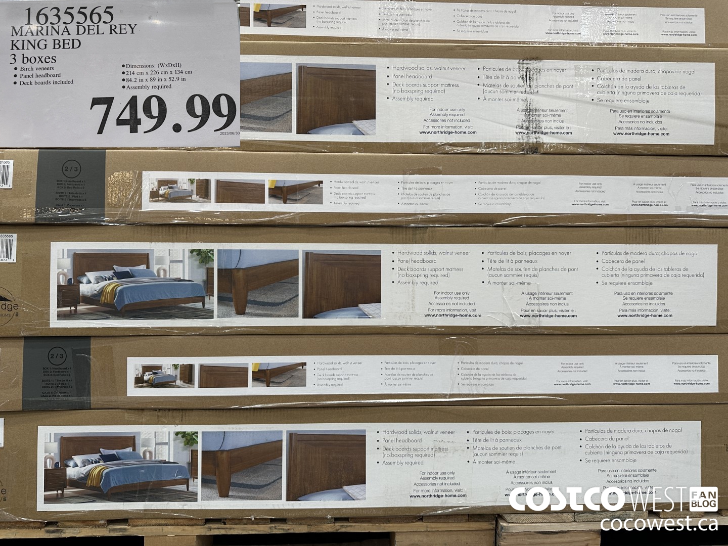 1635565 MARINA DEL REY KING BED 3 BOXES $749.99