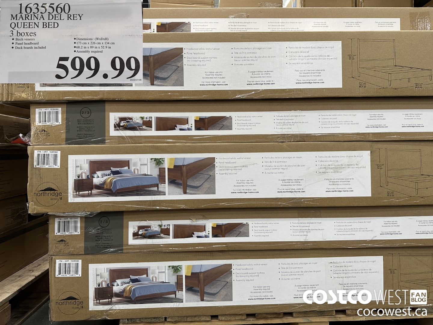 1635560 MARINA DEL REY QUEEN BED 3 BOXES $599.99