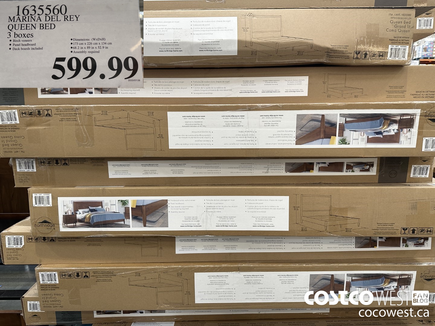 1635560 MARINA DEL REY QUEEN BED 3 BOXES $599.99