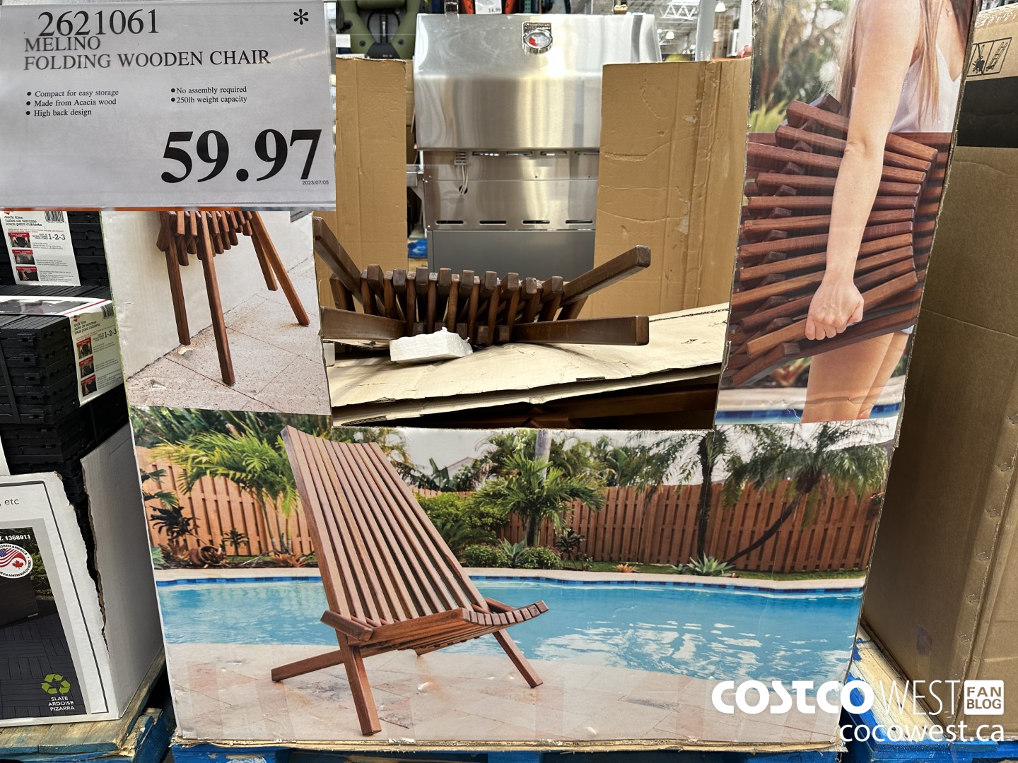 2621061 MELINO FOLDING WOODEN CHAIR $59.97