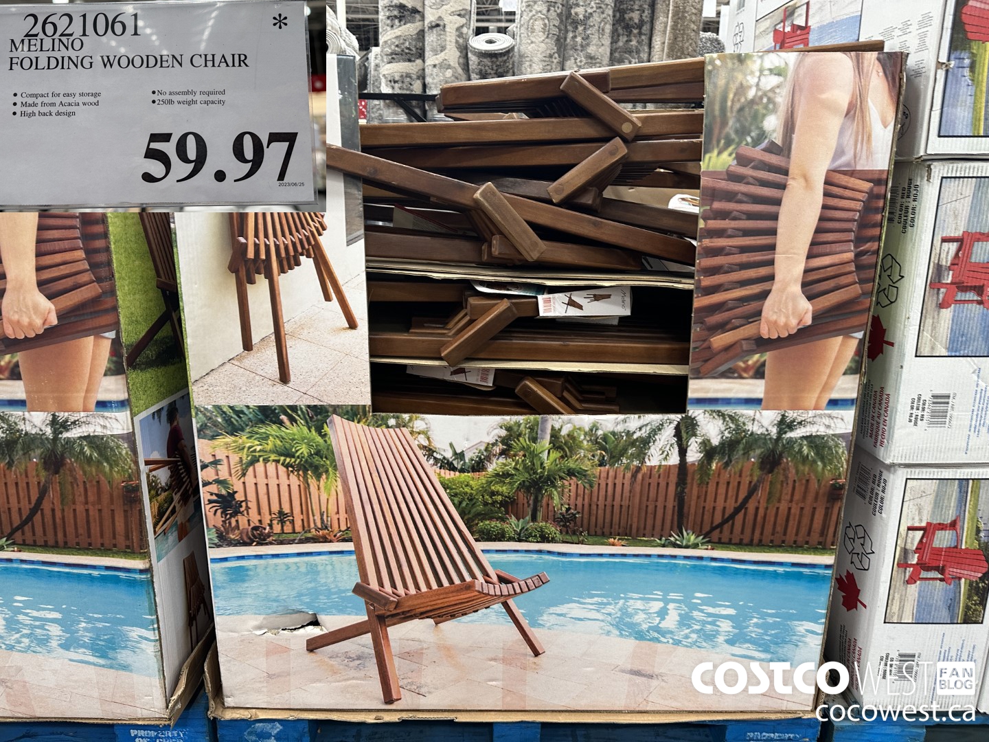 2621061 MELINO FOLDING WOODEN CHAIR $59.97