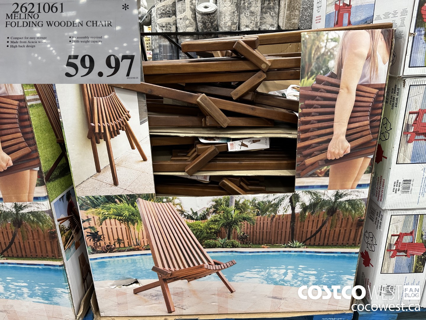 2621061 MELINO FOLDING WOODEN CHAIR $59.97