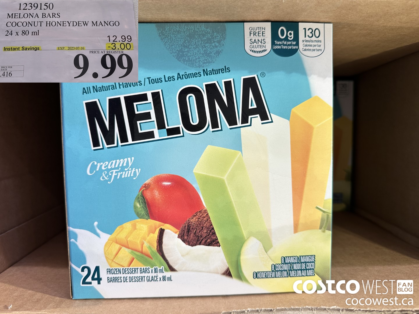 1239150 MELONA COCONUT HONEY DEW & MANGO 24 X 80 ML ($3.00 INSTANT SAVINGS EXPIRES ON 2023-07-16) $9.99