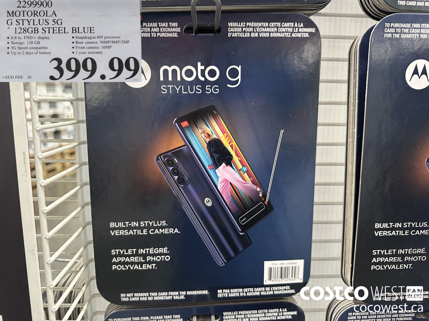 2299900 MOTO G STYLUS 5G 128GB STEEL BLUE $399.99