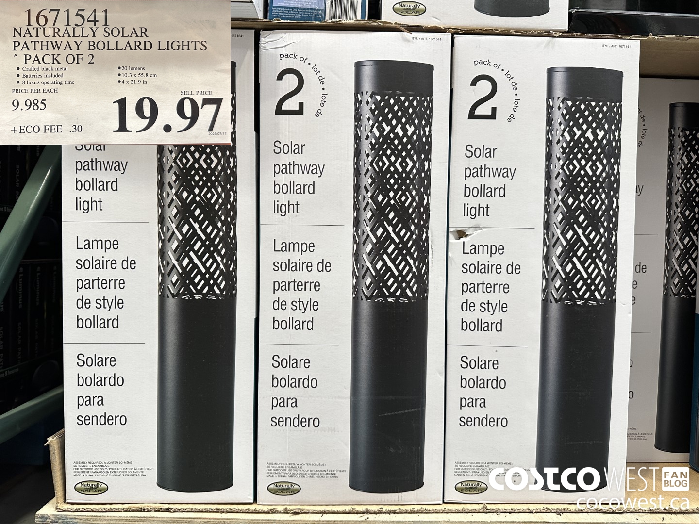 1671541 NATURALLY SOLAR PATHWAY BOLLARD LIGHTS PACK OF 2 $19.97