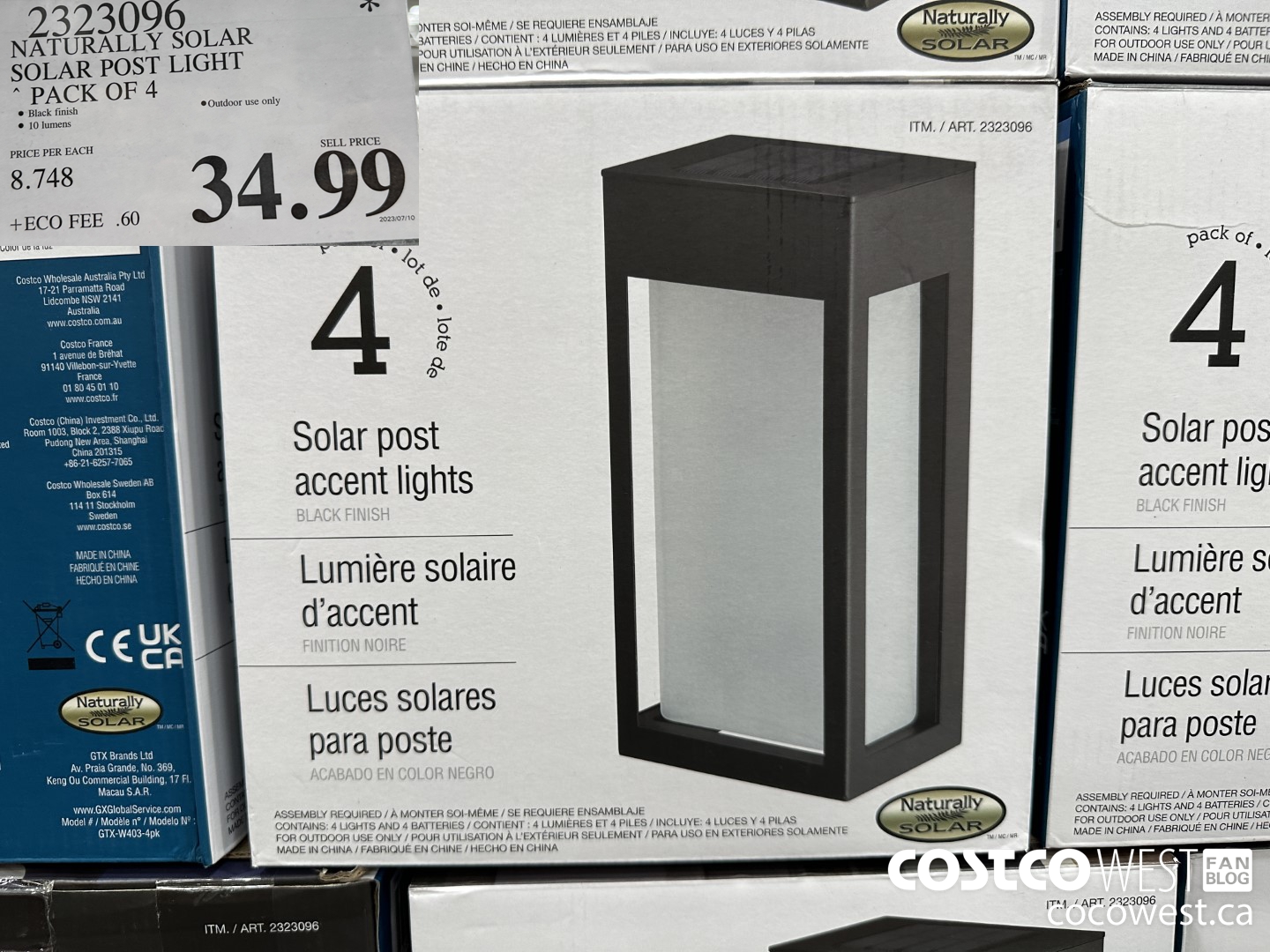 2323096 NATURALLY SOLAR SOLAR POST LIGHT PACK OF 4 $34.99