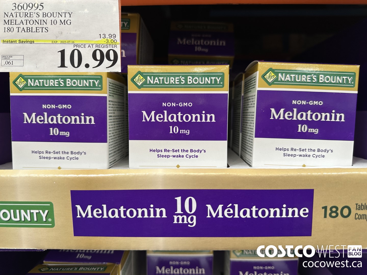 360995 NATURE'S BOUNTY MELATONIN 10 MG 180 TABLETS ($3.00 INSTANT SAVINGS EXPIRES ON 2023-07-16) $10.99