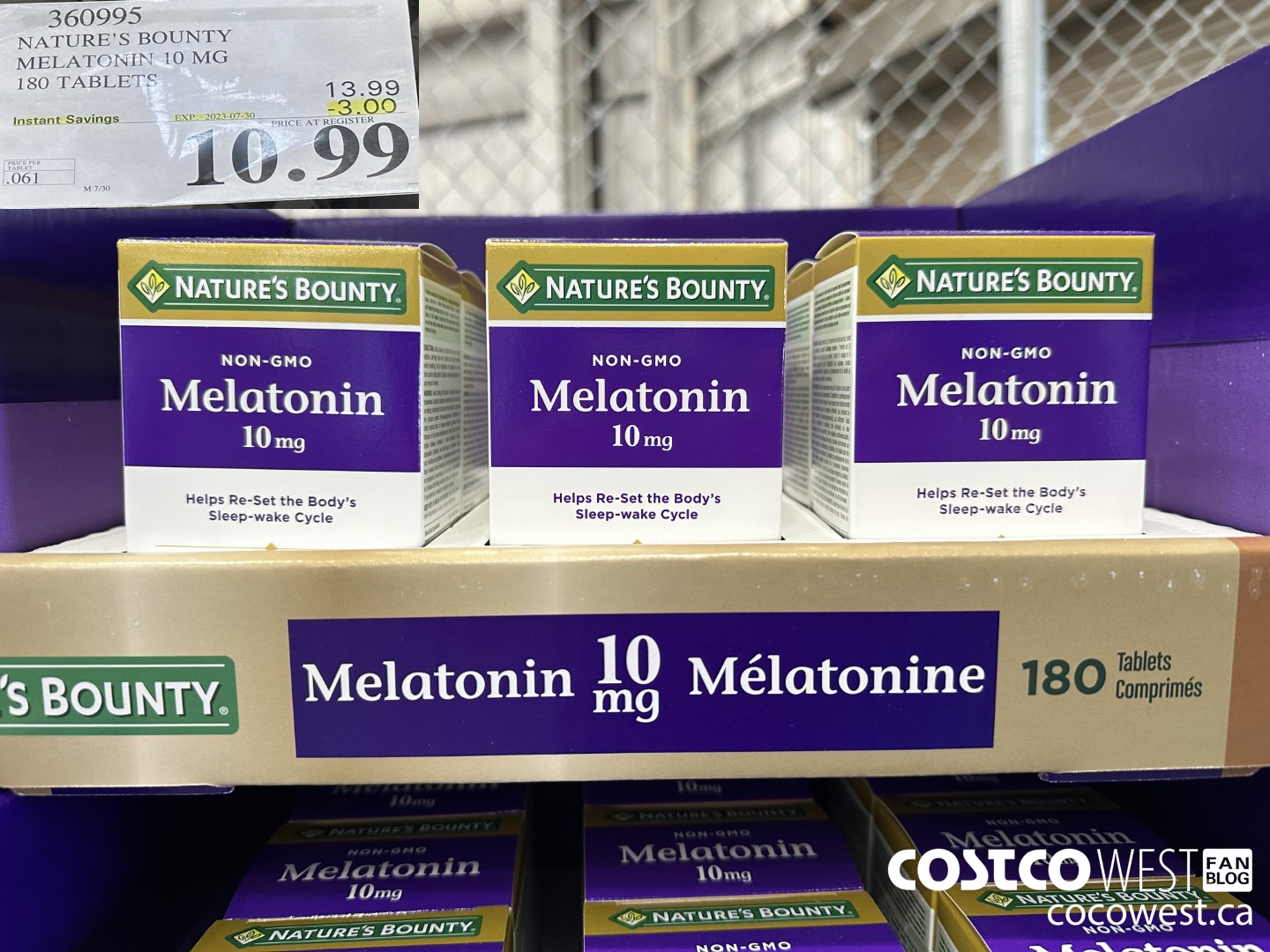 360995 NATURE'S BOUNTY MELATONIN 10 MG 180 TABLETS ($3.00 INSTANT SAVINGS EXPIRES ON 2023-07-30) $10.99