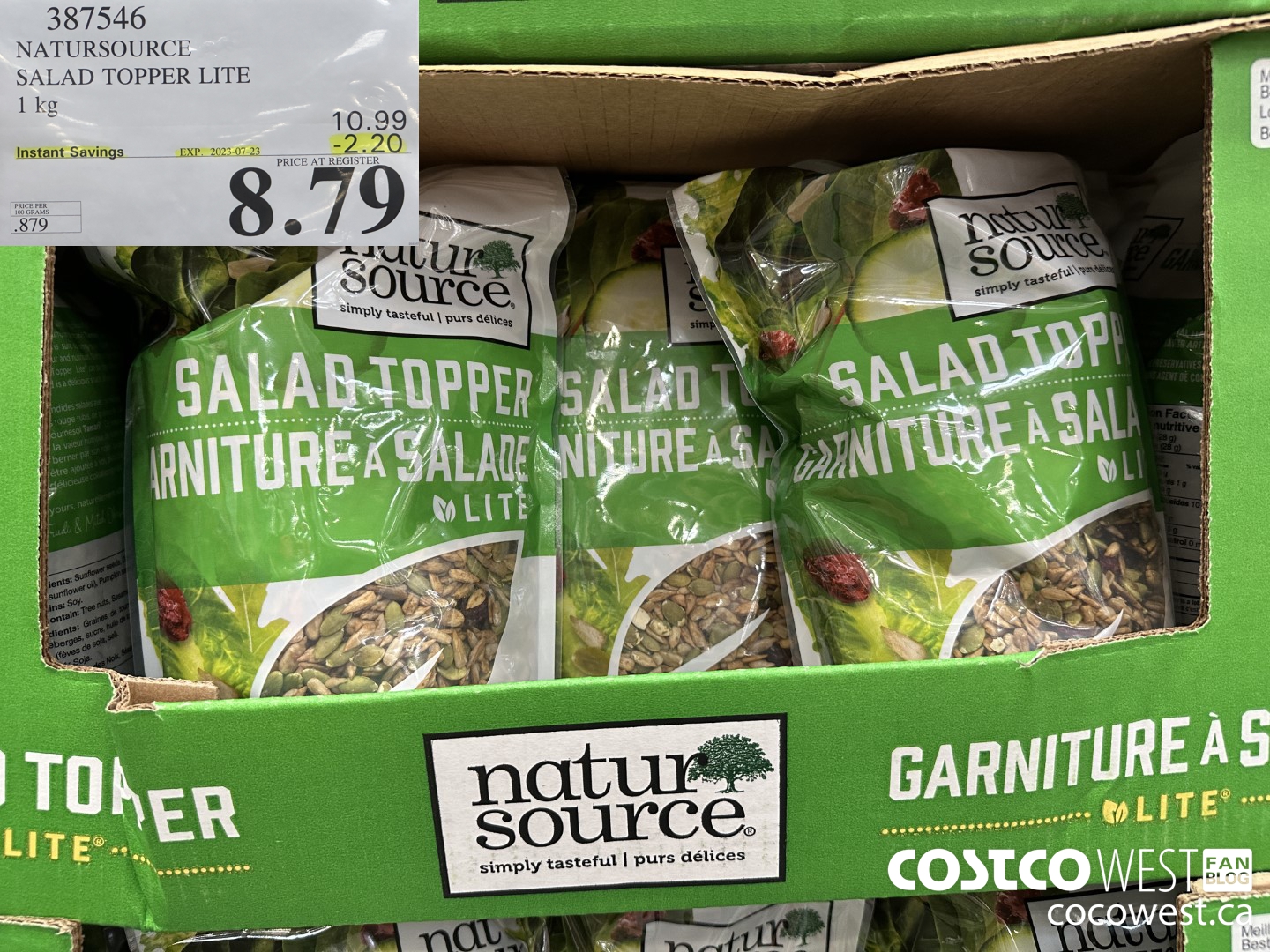 387546 NATURSOURCE SALAD TOPPER LITE 1 kg ($2.20 INSTANT SAVINGS EXPIRES ON 2023-07-23) $8.79