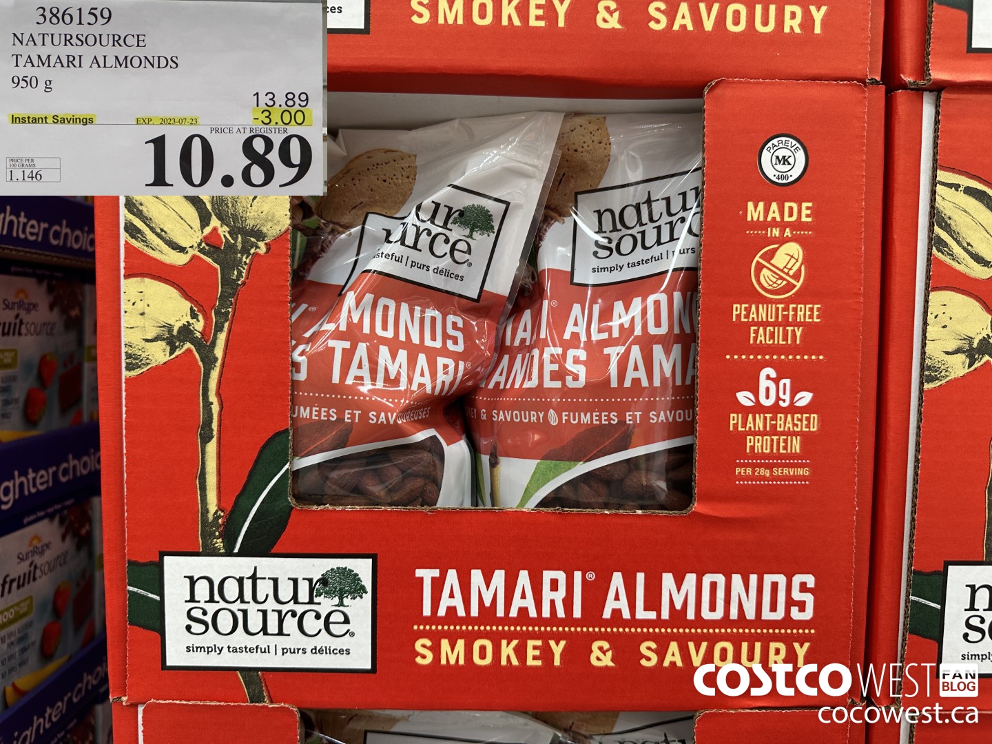386159 NATURSOURCE TAMARI ALMONDS 950 g ($3.00 INSTANT SAVINGS EXPIRES ON 2023-07-23) $10.89