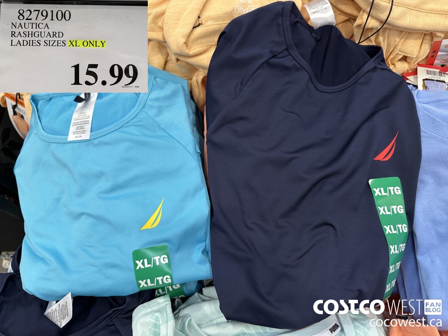 8279100 NAUTICA RASHGUARD LADIES SIZES XL ONLY $15.99