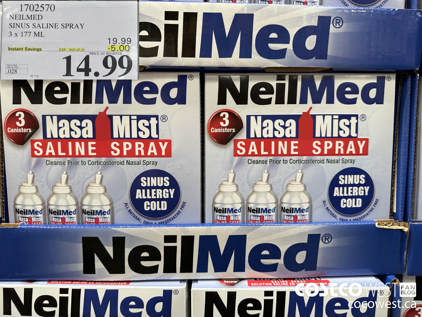 1702570 NEILMED SINUS SALINE SPRAY 3 X 177 ML ($5.00 INSTANT SAVINGS EXPIRES ON 2023-07-23) $14.99