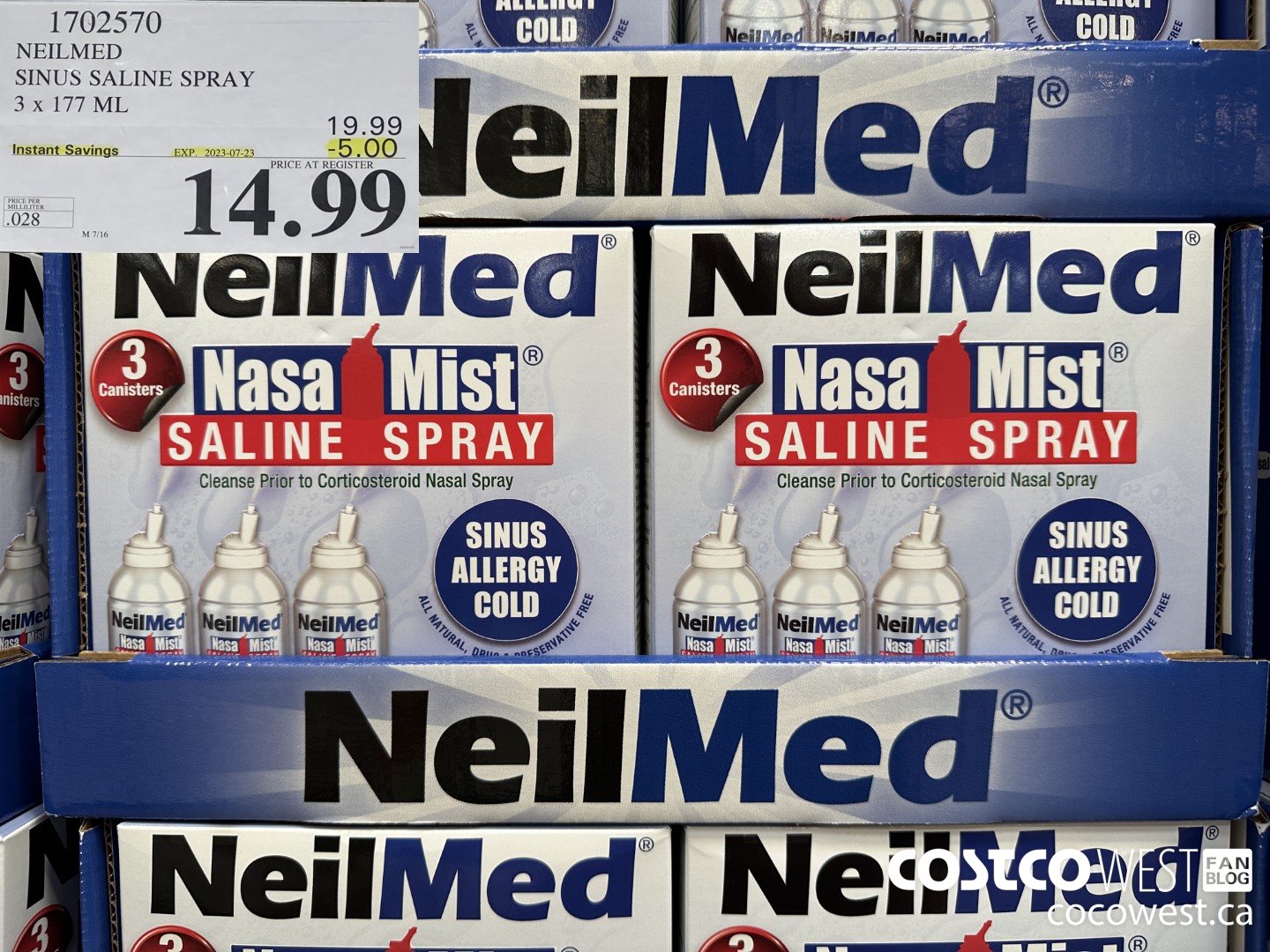 1702570 NEILMED SINUS SALINE SPRAY 3 X 177 ML ($5.00 INSTANT SAVINGS EXPIRES ON 2023-07-23) $14.99