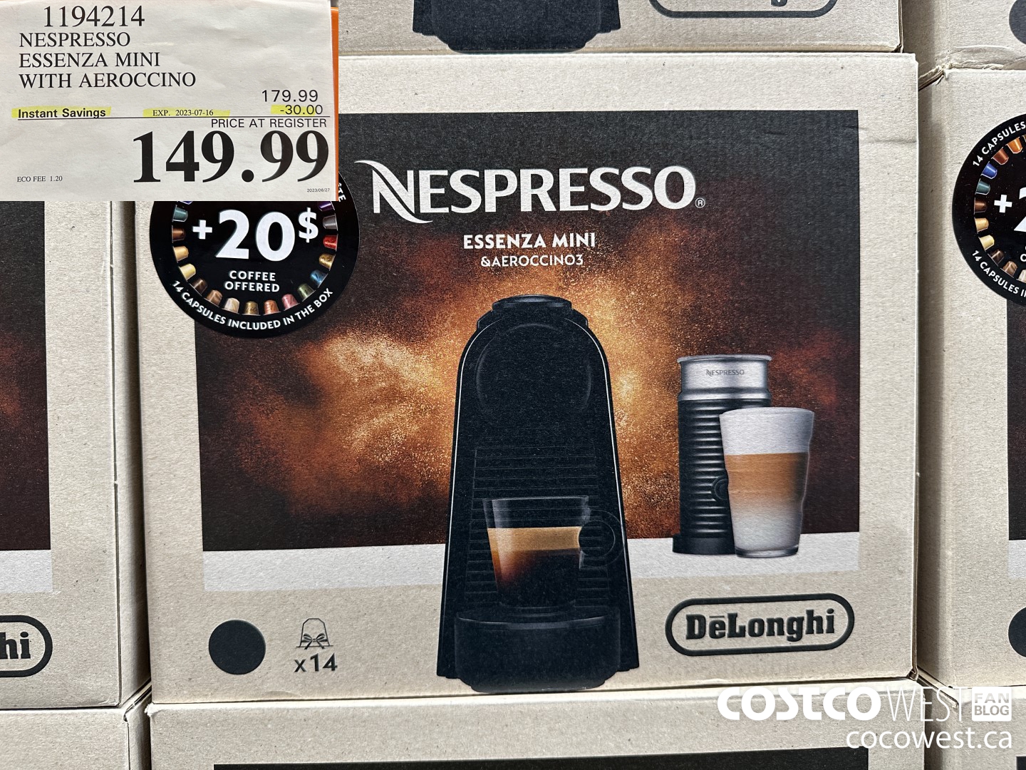 1194214 NESPRESSO ESSENZA MINI WITH AEROCCINO ($30.00 INSTANT SAVINGS EXPIRES ON 2023-07-16) $149.99