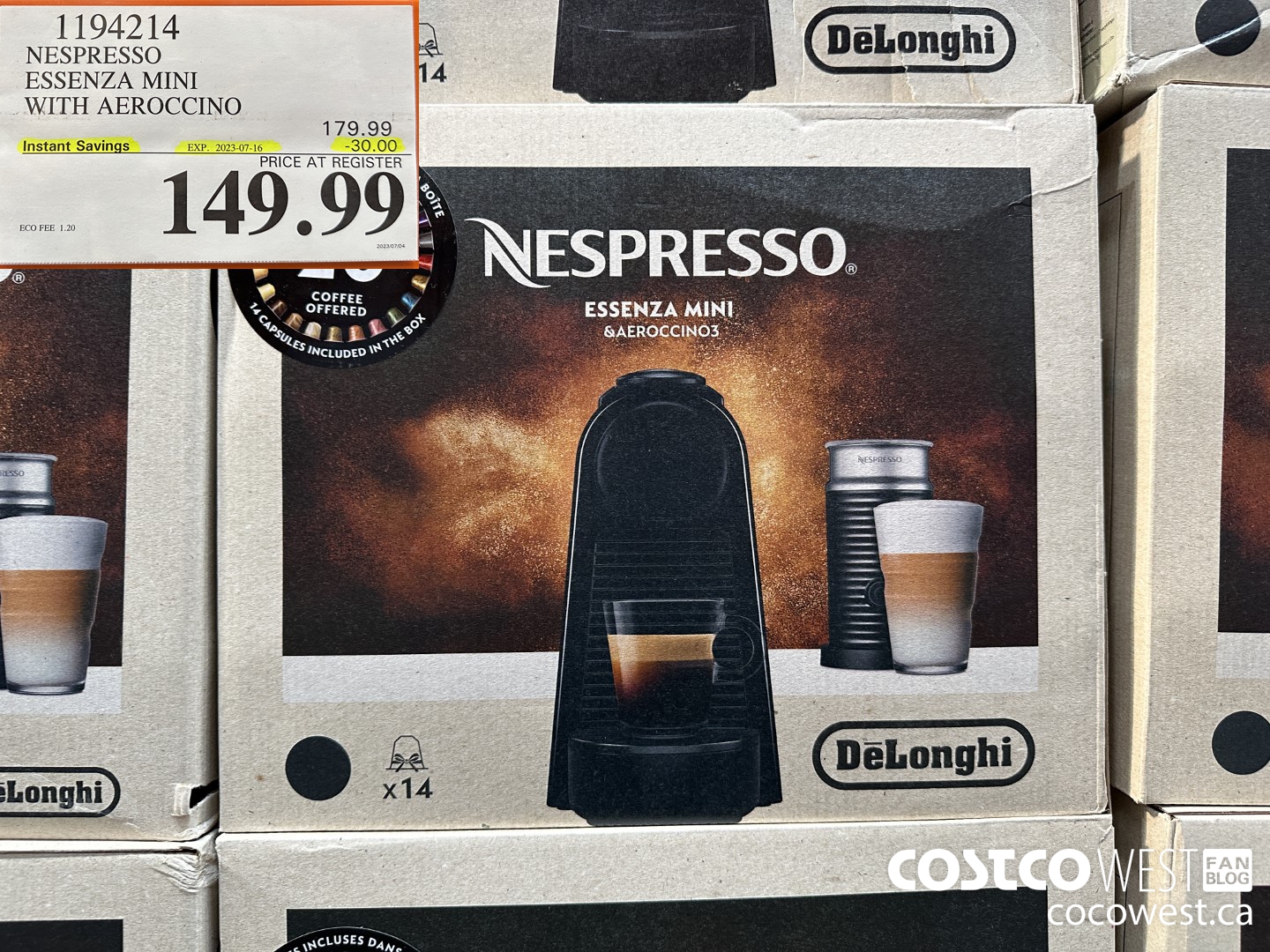 1194214 NESPRESSO ESSENZA MINI WITH AEROCCINO ($30.00 INSTANT SAVINGS EXPIRES ON 2023-07-16) $149.99