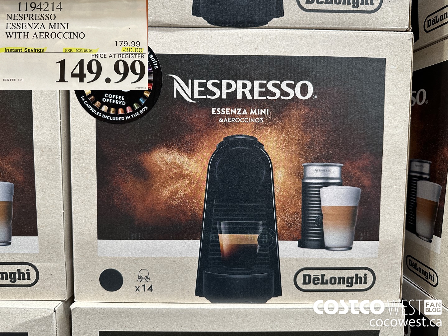 1194214 NESPRESSO ESSENZA MINI WITH AEROCCINO ($30.00 INSTANT SAVINGS EXPIRES ON 2023-08-06) $149.99
