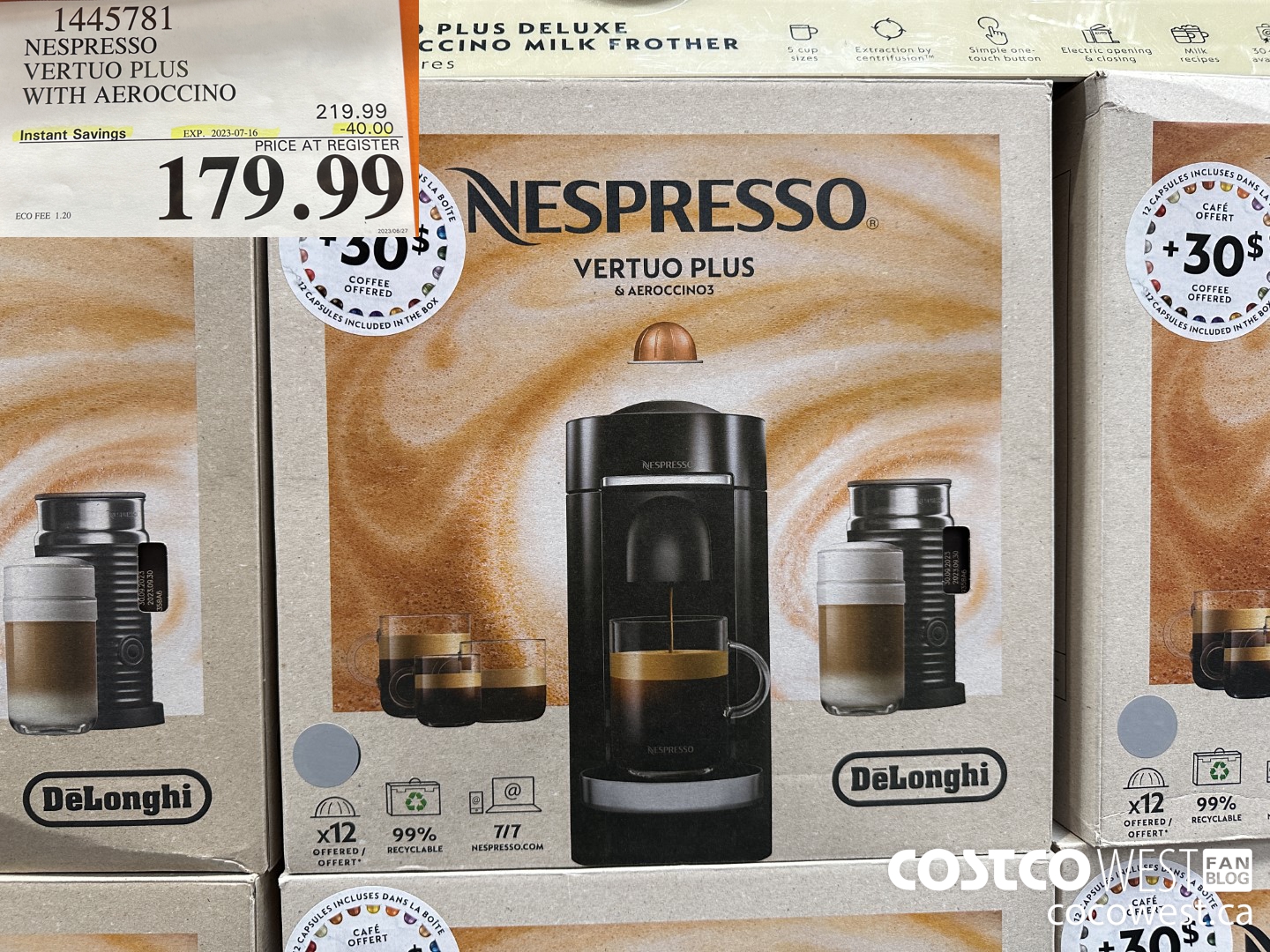 1445781 NESPRESSO VERTUO PLUS WITH AEROCCINO ($40.00 INSTANT SAVINGS EXPIRES ON 2023-07-16) $179.99
