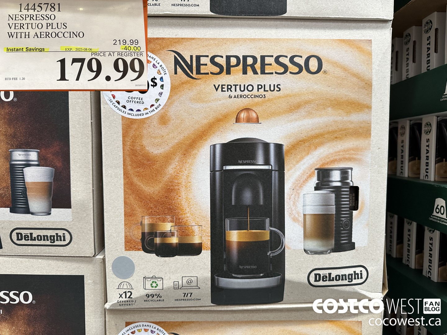 1445781 NESPRESSO VERTUO PLUS WITH AEROCCINO ($40.00 INSTANT SAVINGS EXPIRES ON 2023-08-06) $179.99