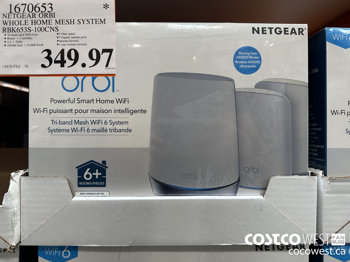 1670653 NETGEAR ORBI WHOLE HOME MESH SYSTEM RBK653S-100CNS $349.97