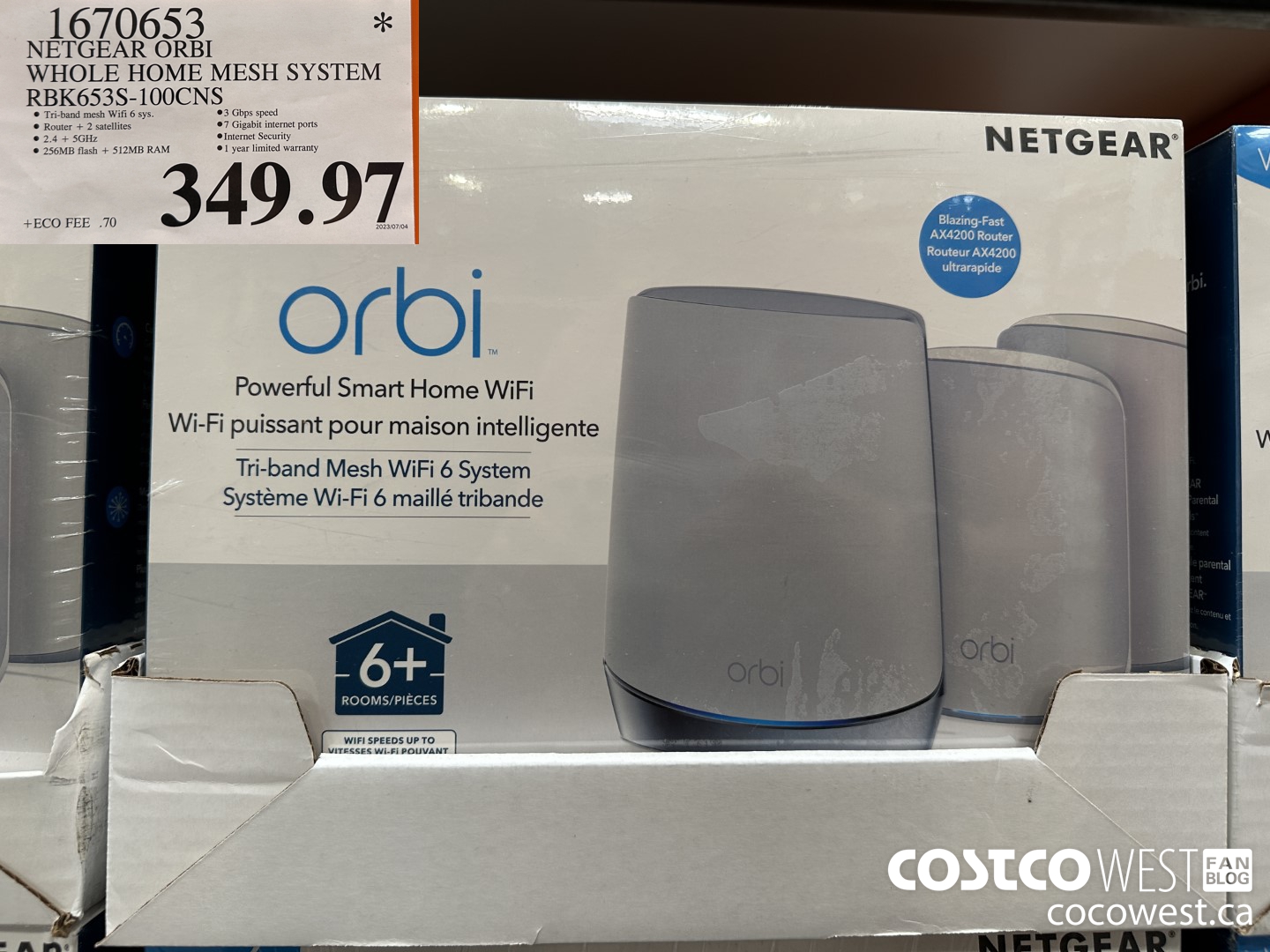 1670653 NETGEAR ORBI WHOLE HOME MESH SYSTEM RBK653S-100CNS $349.97