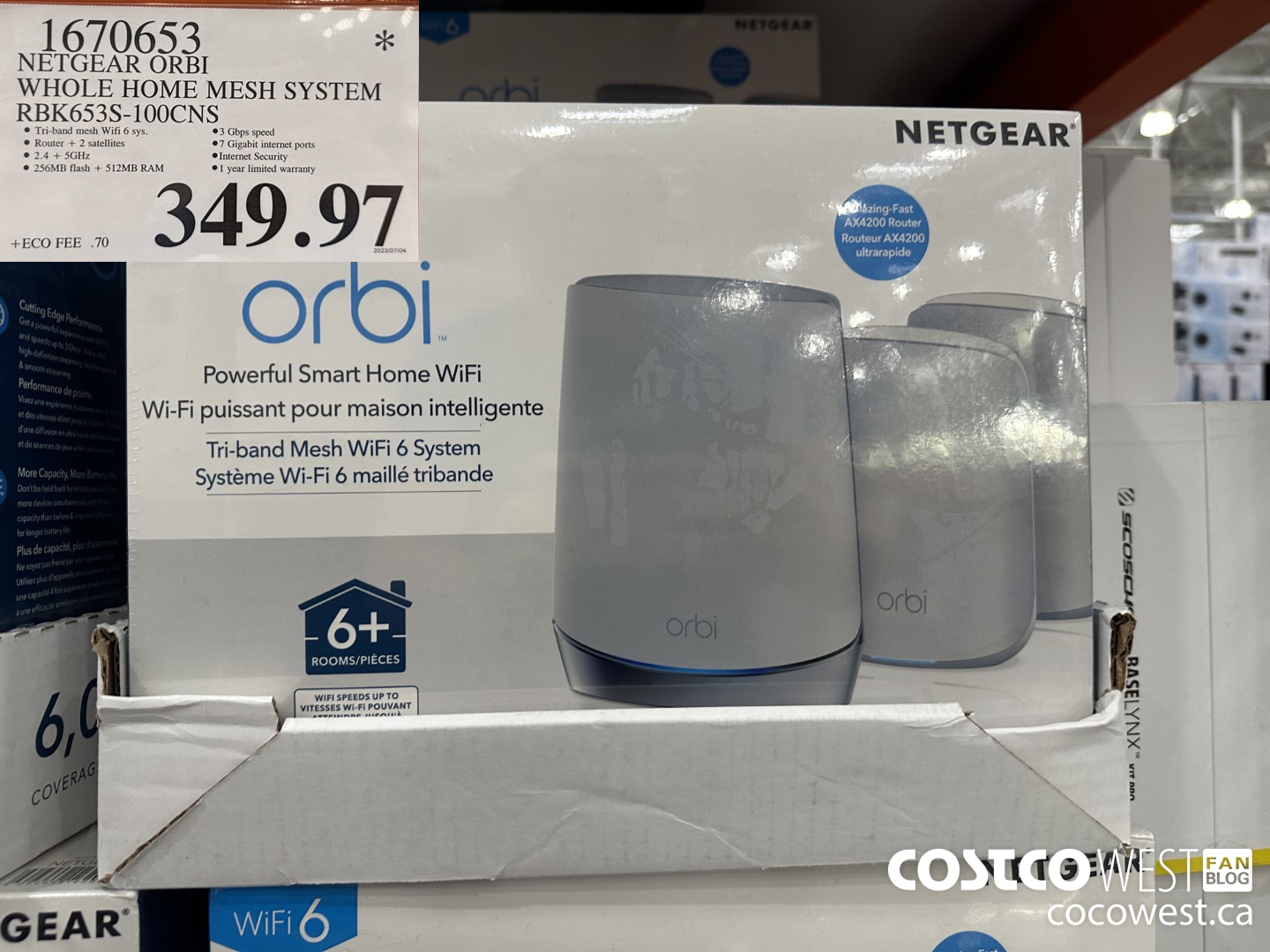1670653 NETGEAR ORBI WHOLE HOME MESH SYSTEM RBK653S-100CNS $349.97
