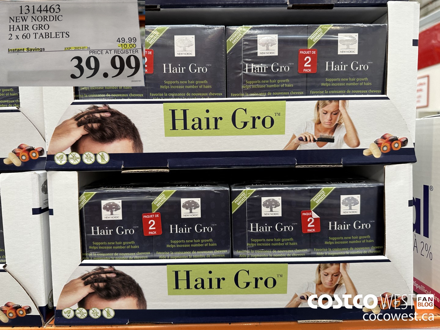 1314463 NEW NORDIC HAIR GRO 2 X 60 TABLETS ($10.00 INSTANT SAVINGS EXPIRES ON 2023-07-16) $39.99
