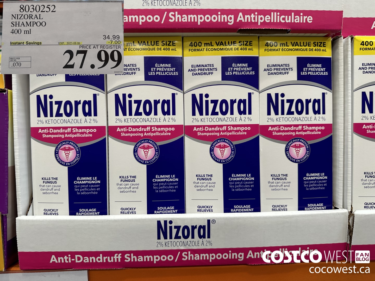 8030252 NIZORAL SHAMPOO 400ML ($7.00 INSTANT SAVINGS EXPIRES ON 2023-08-06) $27.99