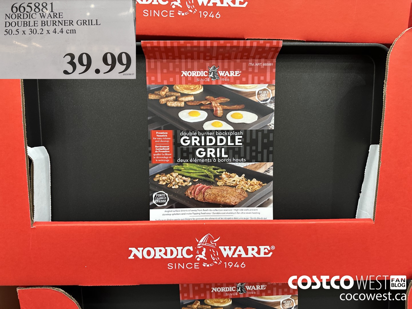 665881 NORDIC WARE DOUBLE BURNER GRILL 50.5 X 30.2 X 4.4 CM $39.99