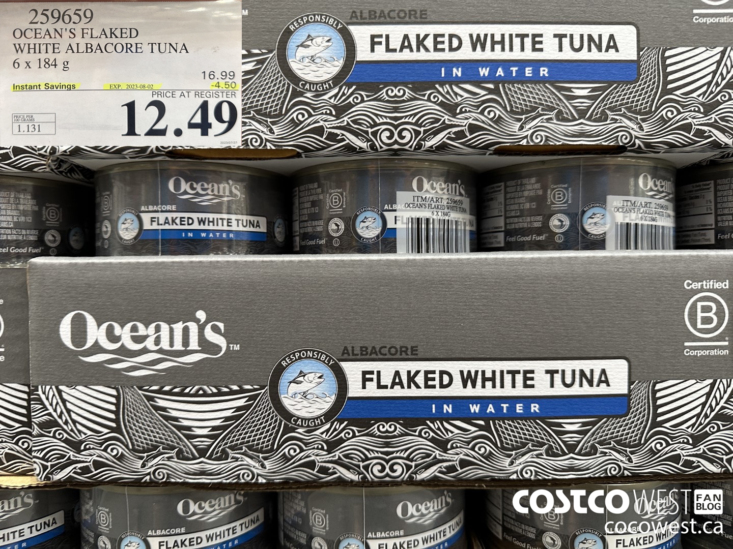 259659 OCEAN'S FLAKED WHITE ALBACORE TUNA 6x 184g ($4.50 INSTANT SAVINGS EXPIRES ON 2023-08-02) $12.49
