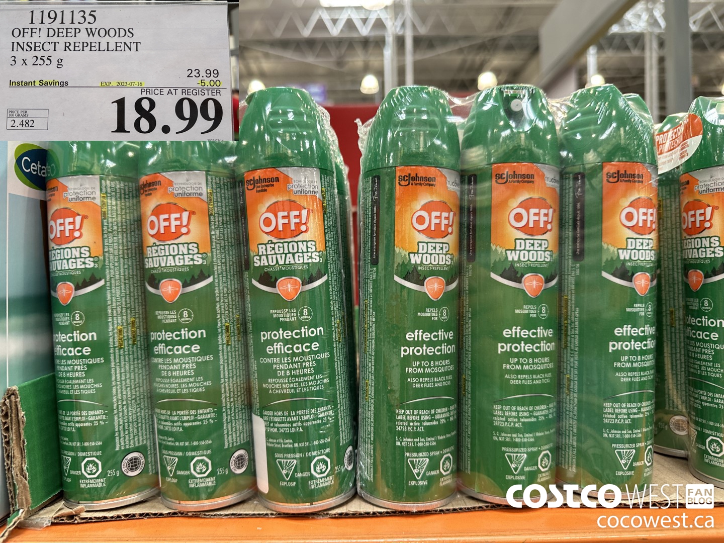 1191135 OFF! DEEP WOODS INSECT REPELLENT 3 x 255 g ($5.00 INSTANT SAVINGS EXPIRES ON 2023-07-16) $18.99