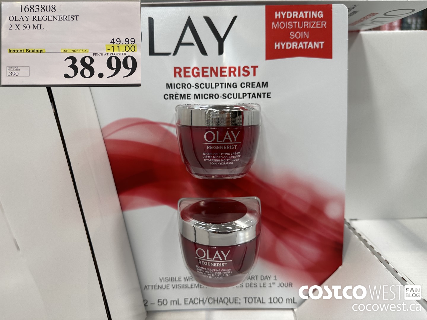 1683808 OLAY REGENERIST 2 X 50 ML 2023-07-3 ($11.00 INSTANT SAVINGS EXPIRES ON 2023-07-23) $38.99