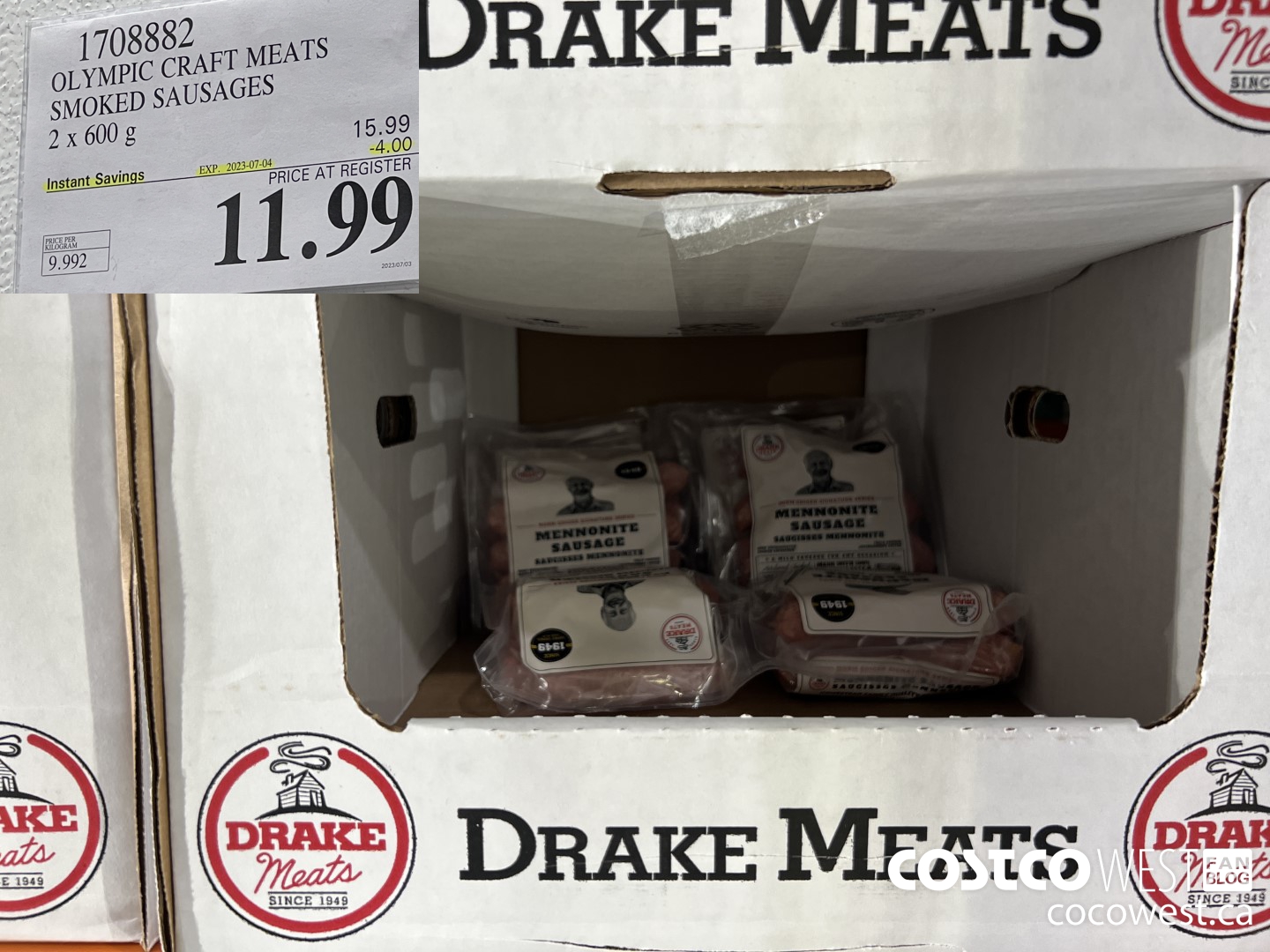 1708882 OLYMPIC CRAFT MEATS SMOKED SAUSAGES 2 X 600G ($4.00 INSTANT SAVINGS EXPIRES ON 2023-07-04) $11.99