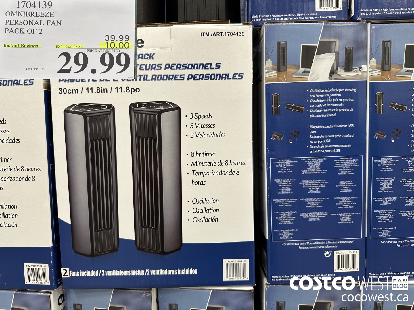 1704139 OMNIBREEZE PERSONAL FAN PACK OF 2 ($10.00 INSTANT SAVINGS EXPIRES ON 2023-07-23) $29.99