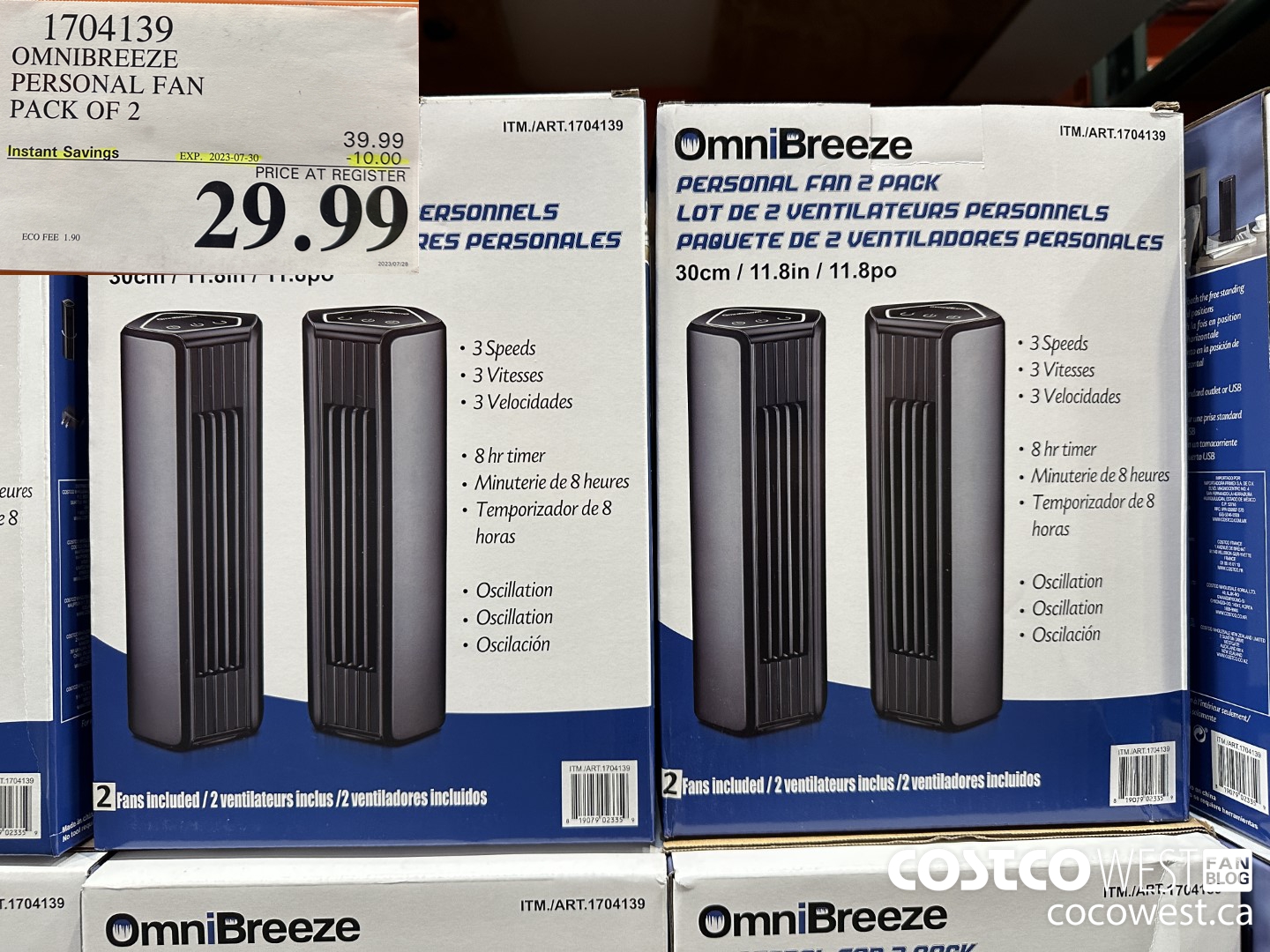 1704139 OMNIBREEZE PERSONAL FAN PACK OF 2 ($10.00 INSTANT SAVINGS EXPIRES ON 2023-07-30) $29.99