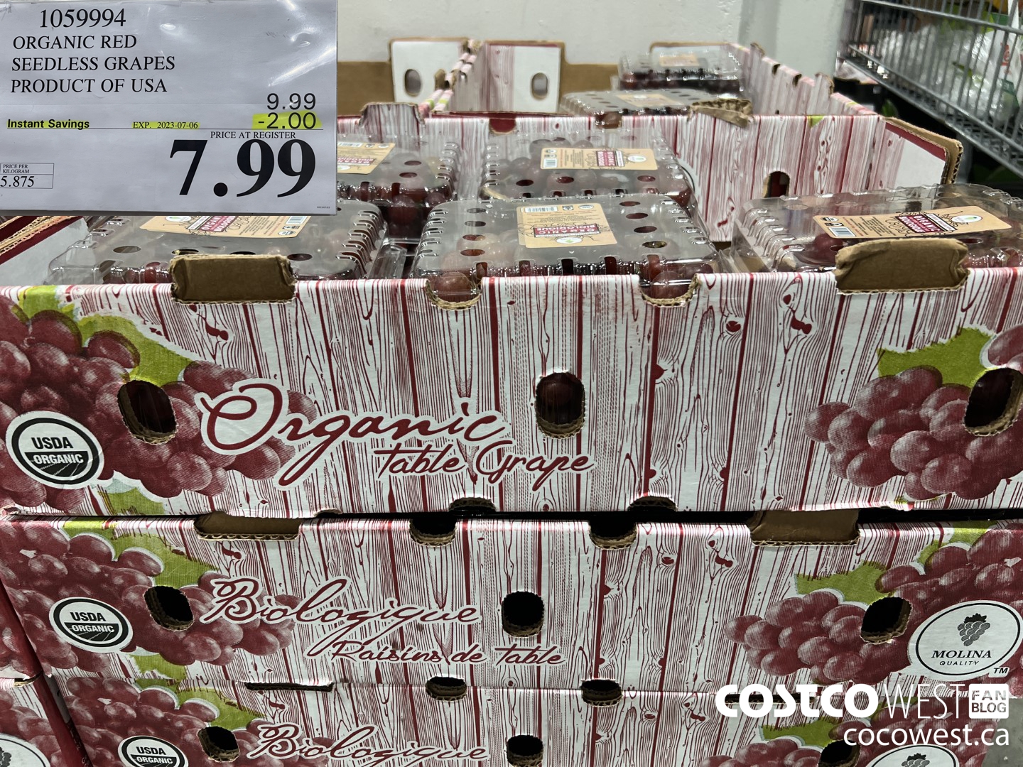1059994 ORGANIC RED SEEDLESS GRAPES PRODUCT OF USA ($2.00 INSTANT SAVINGS EXPIRES ON 2023-07-06) $7.99