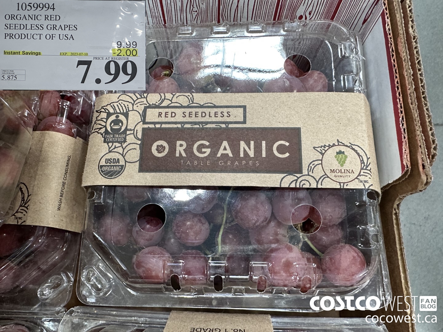 1059994 ORGANIC RED SEEDLESS GRAPES PRODUCT OF USA ($2.00 INSTANT SAVINGS EXPIRES ON 2023-07-10) $7.99