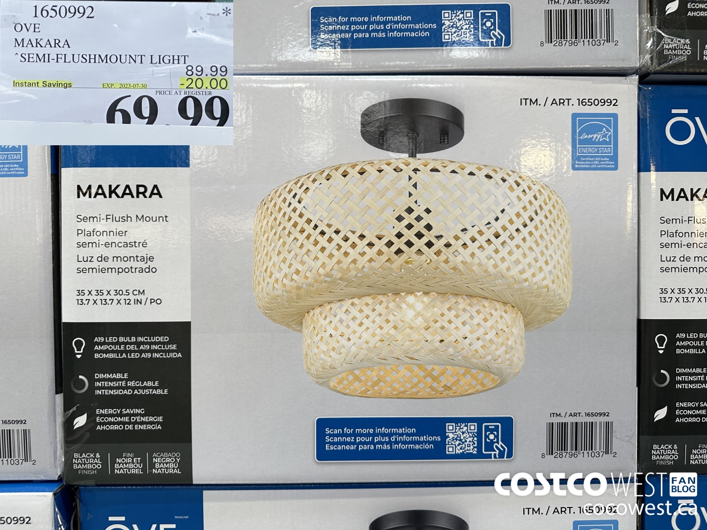 1650992 OVE MAKARA SEMI-FLUSHMOUNT LIGHT ($20.00 INSTANT SAVINGS EXPIRES ON 2023-07-30) $69.99