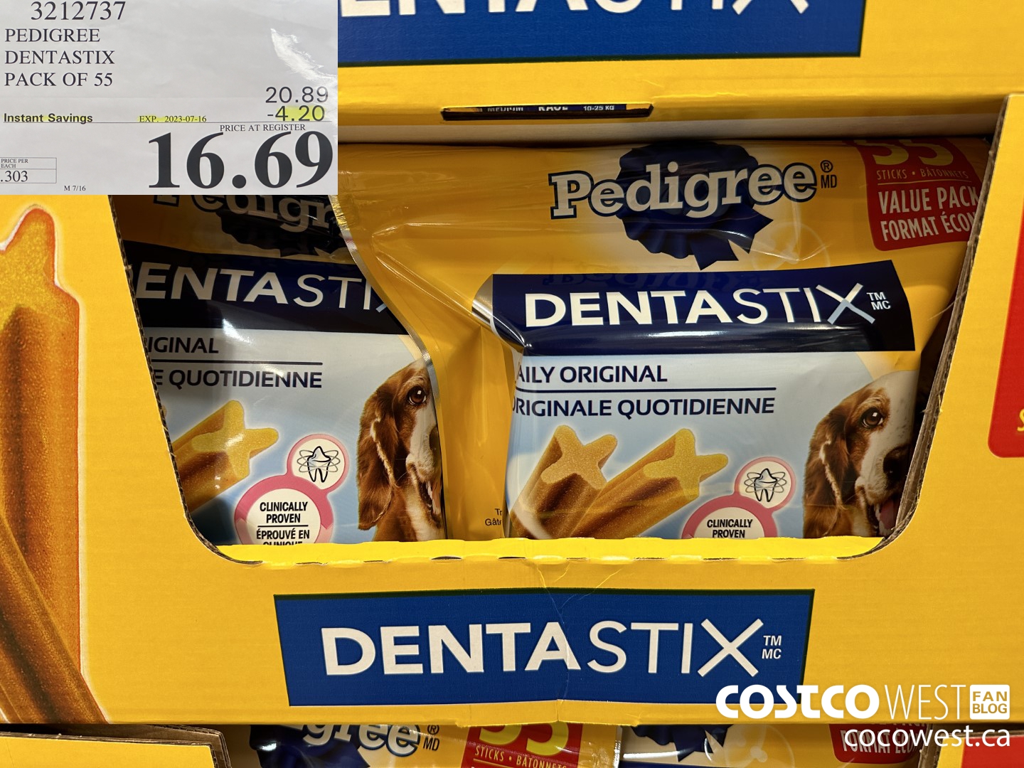 3212737 PEDIGREE DENTASTIX PACK OF 55 ($4.20 INSTANT SAVINGS EXPIRES ON 2023-07-16) $16.69