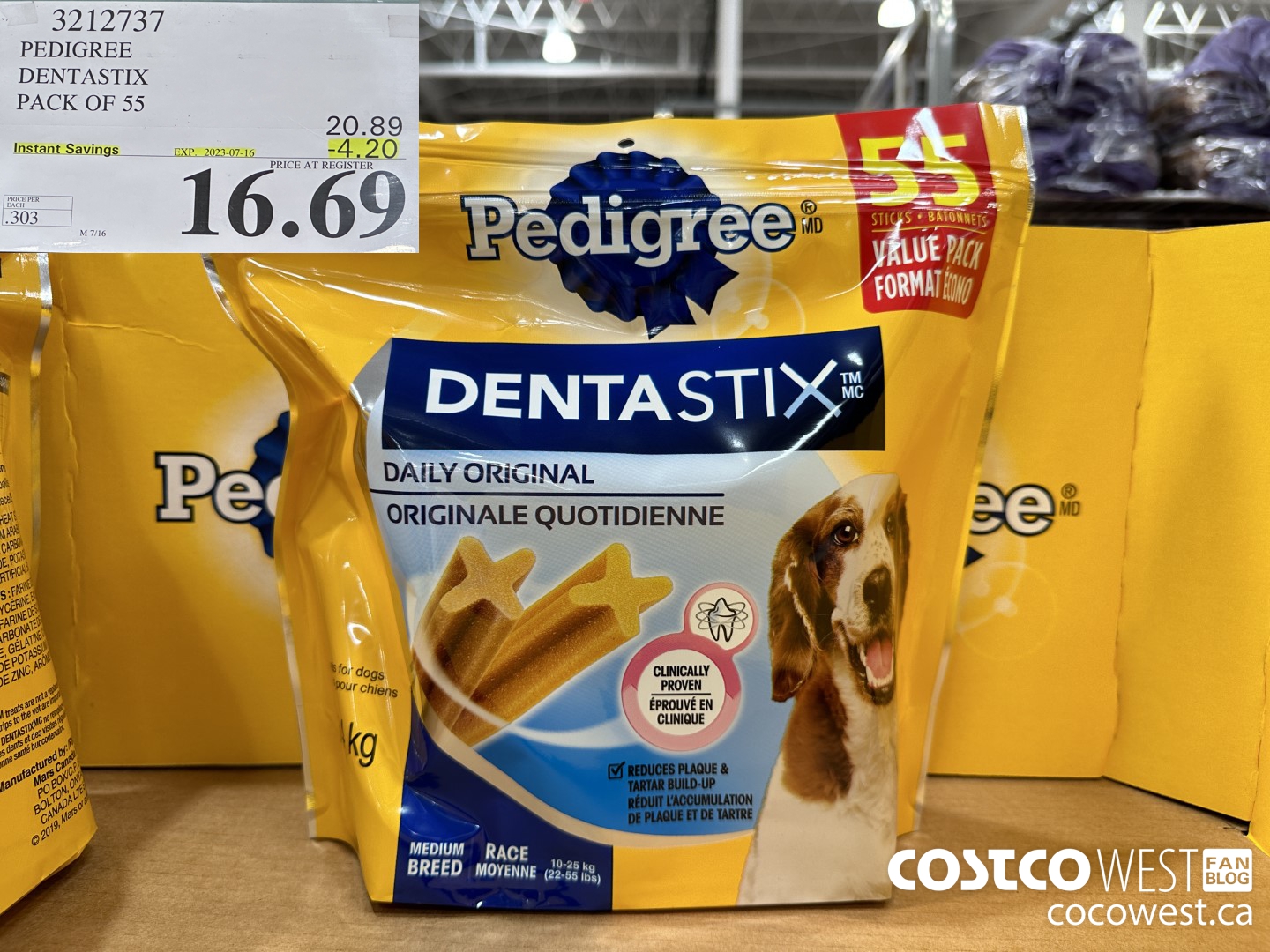 3212737 PEDIGREE DENTASTIX PACK OF 55 ($4.20 INSTANT SAVINGS EXPIRES ON 2023-07-16) $16.69