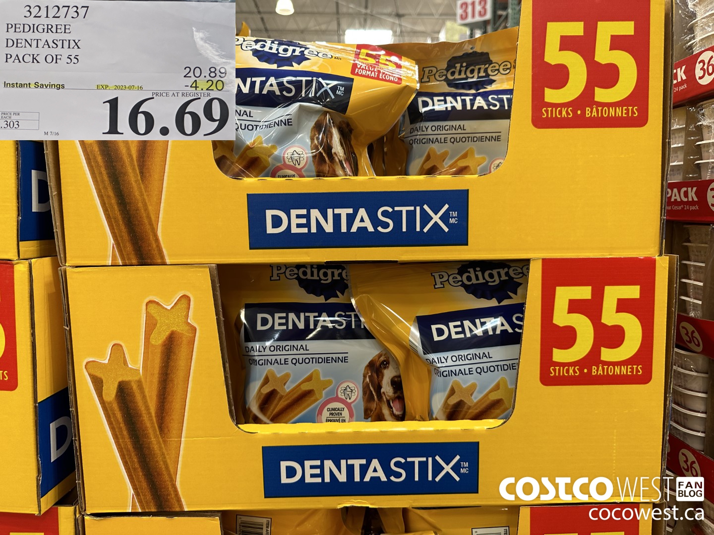 3212737 PEDIGREE DENTASTIX PACK OF 55 ($4.20 INSTANT SAVINGS EXPIRES ON 2023-07-16) $16.69