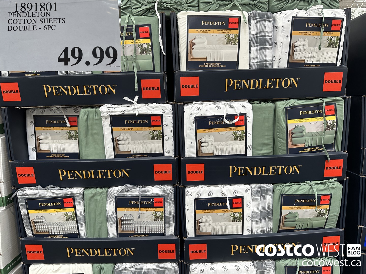1891801 PENDLETON COTTON SHEETS DOUBLE 6PC $49.99