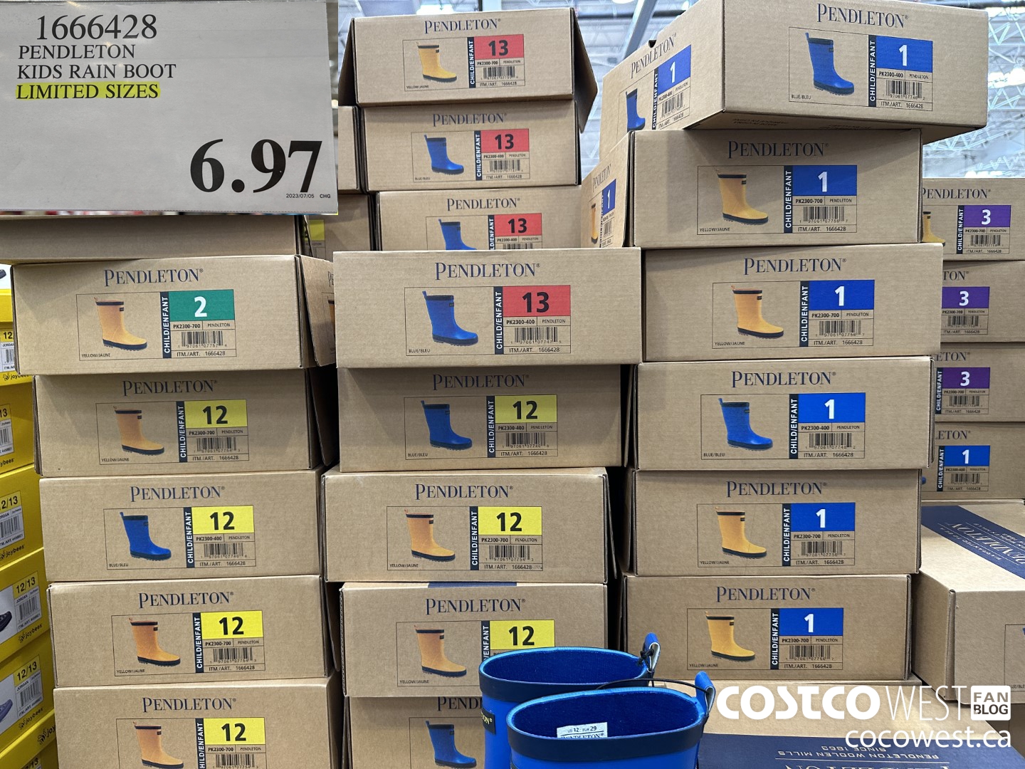 1666428 PENDLETON KIDS RAIN BOOT LIMITED SIZES $6.97