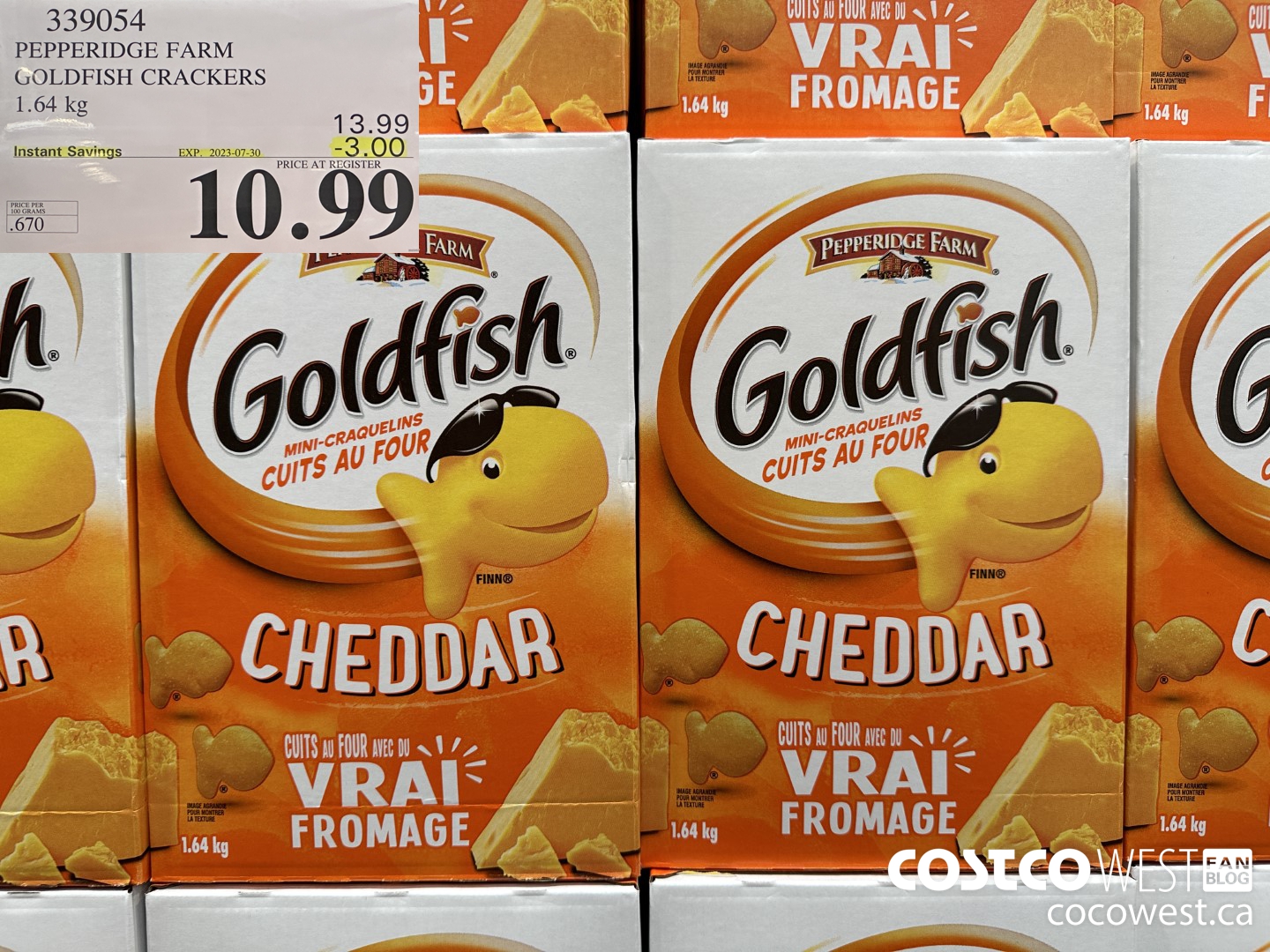 339054 PEPPERIDGE FARM GOLDFISH CRACKERS 1.64 kg ($3.00 INSTANT SAVINGS EXPIRES ON 2023-07-30) $10.99
