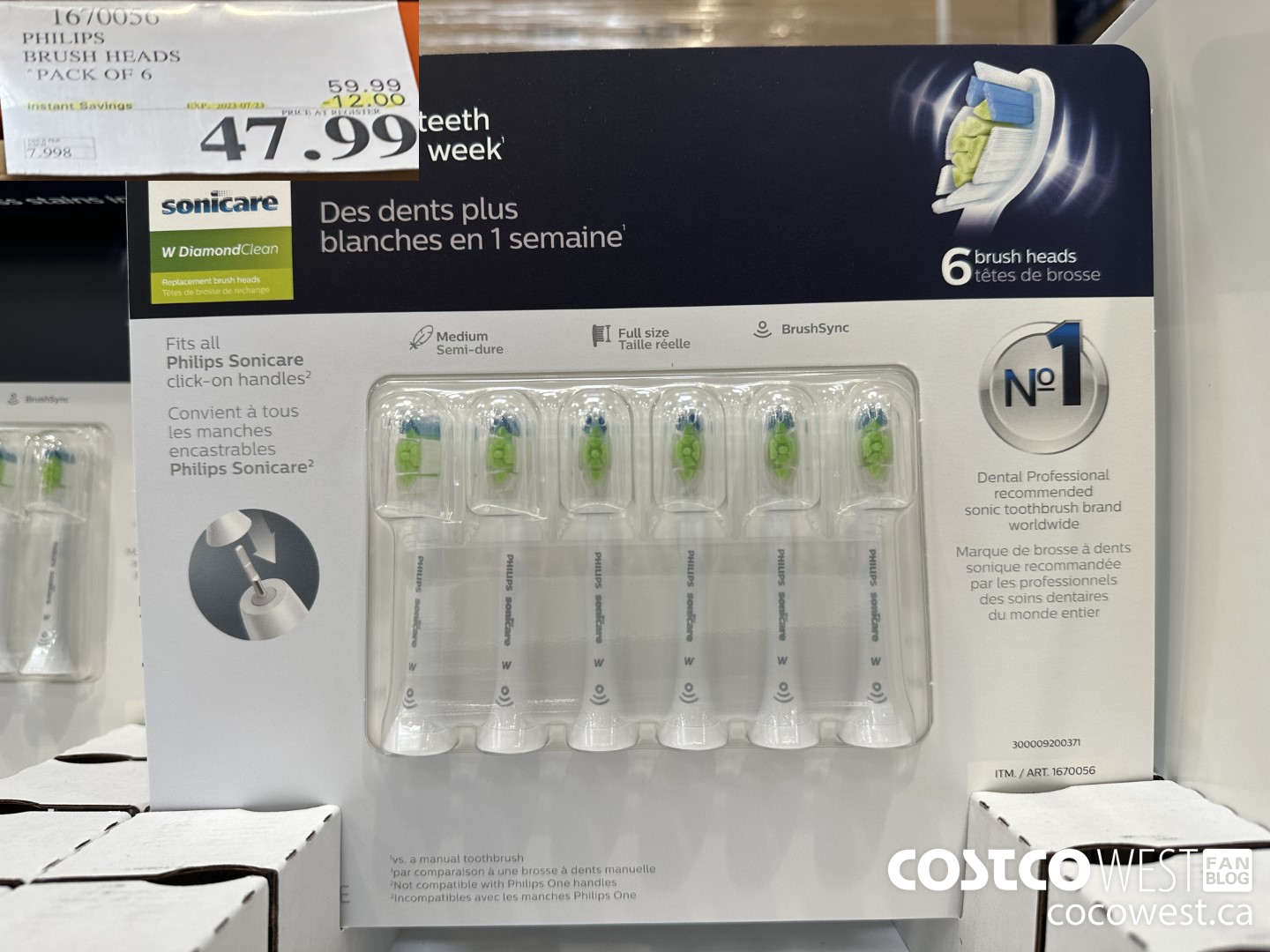 1670056 PHILIPS SONICARE DIAMONDCLEAN BRUSH HEADS 6-PACK ($12.00 INSTANT SAVINGS EXPIRES ON 2023-07-23) $47.99