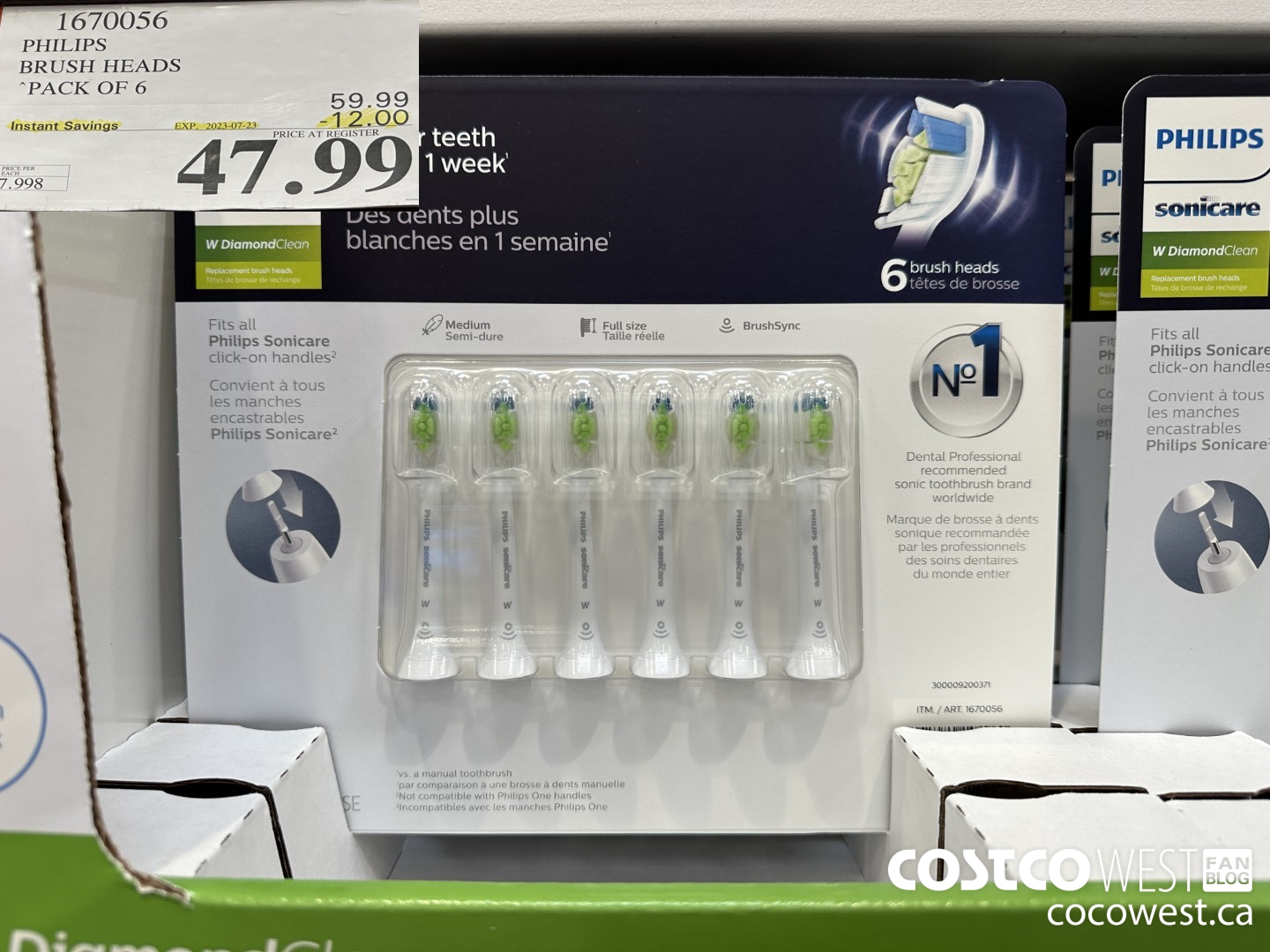 1670056 PHILIPS SONICARE DIAMONDCLEAN BRUSH HEADS 6-PACK ($12.00 INSTANT SAVINGS EXPIRES ON 2023-07-23) $47.99