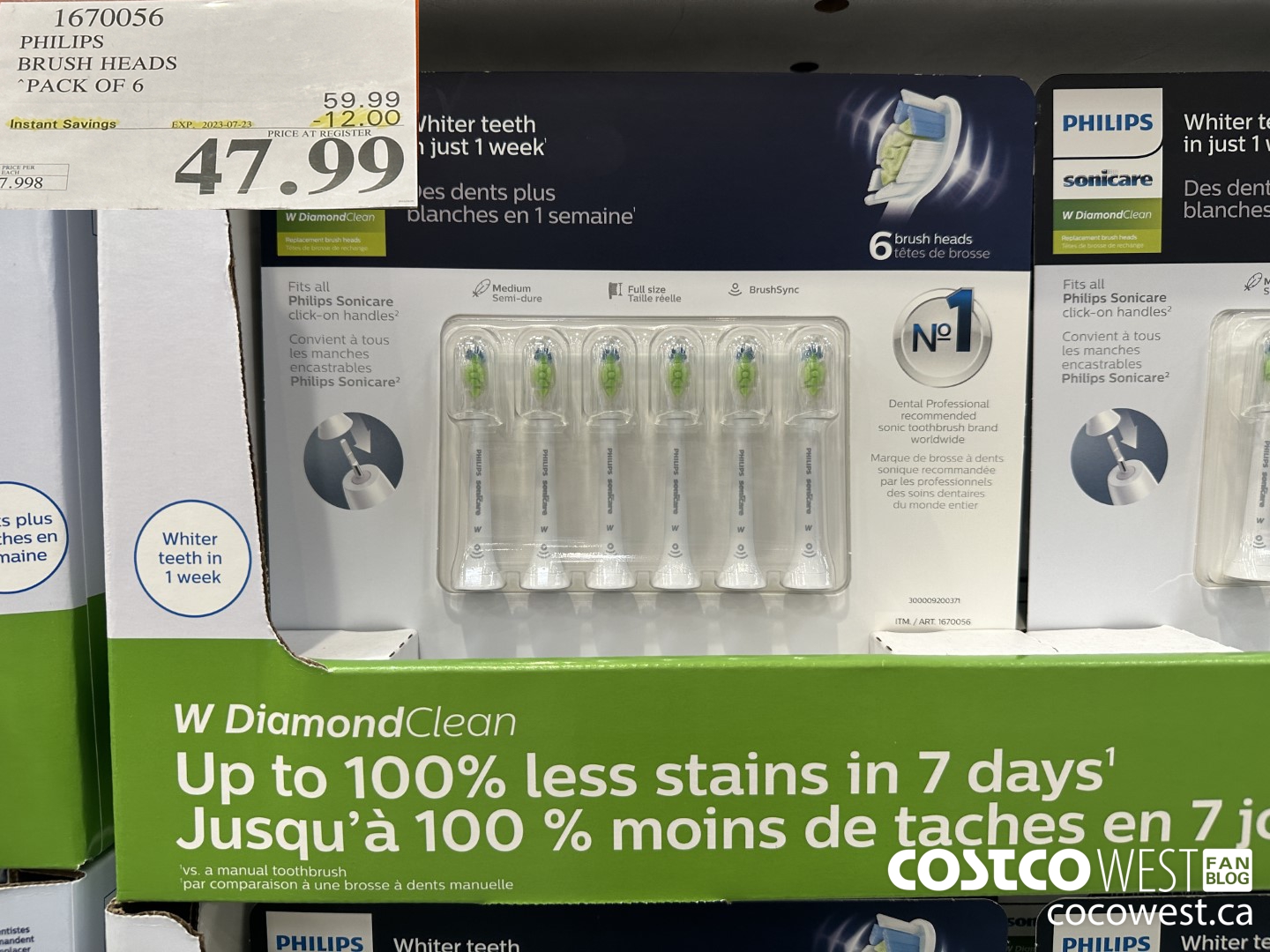 1670056 PHILIPS SONICARE DIAMONDCLEAN BRUSH HEADS 6-PACK ($12.00 INSTANT SAVINGS EXPIRES ON 2023-07-23) $47.99