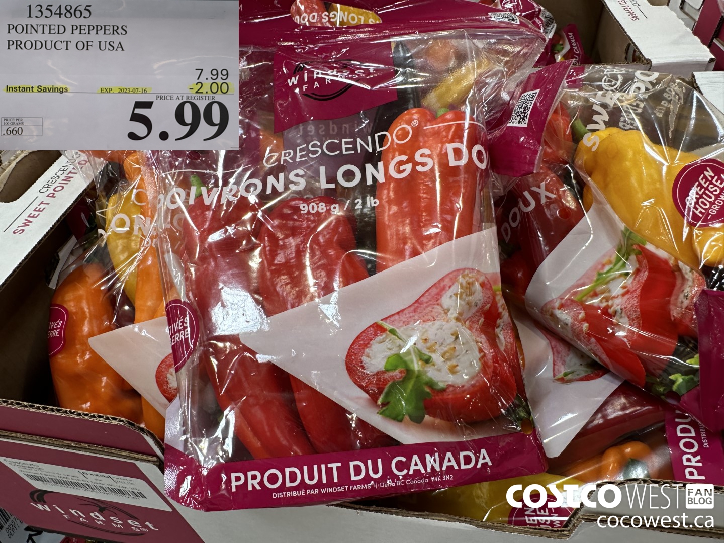 1354865 POINTED PEPPERS PRODUCT OF USA ($2.00 INSTANT SAVINGS EXPIRES ON 2023-07-16) $5.99