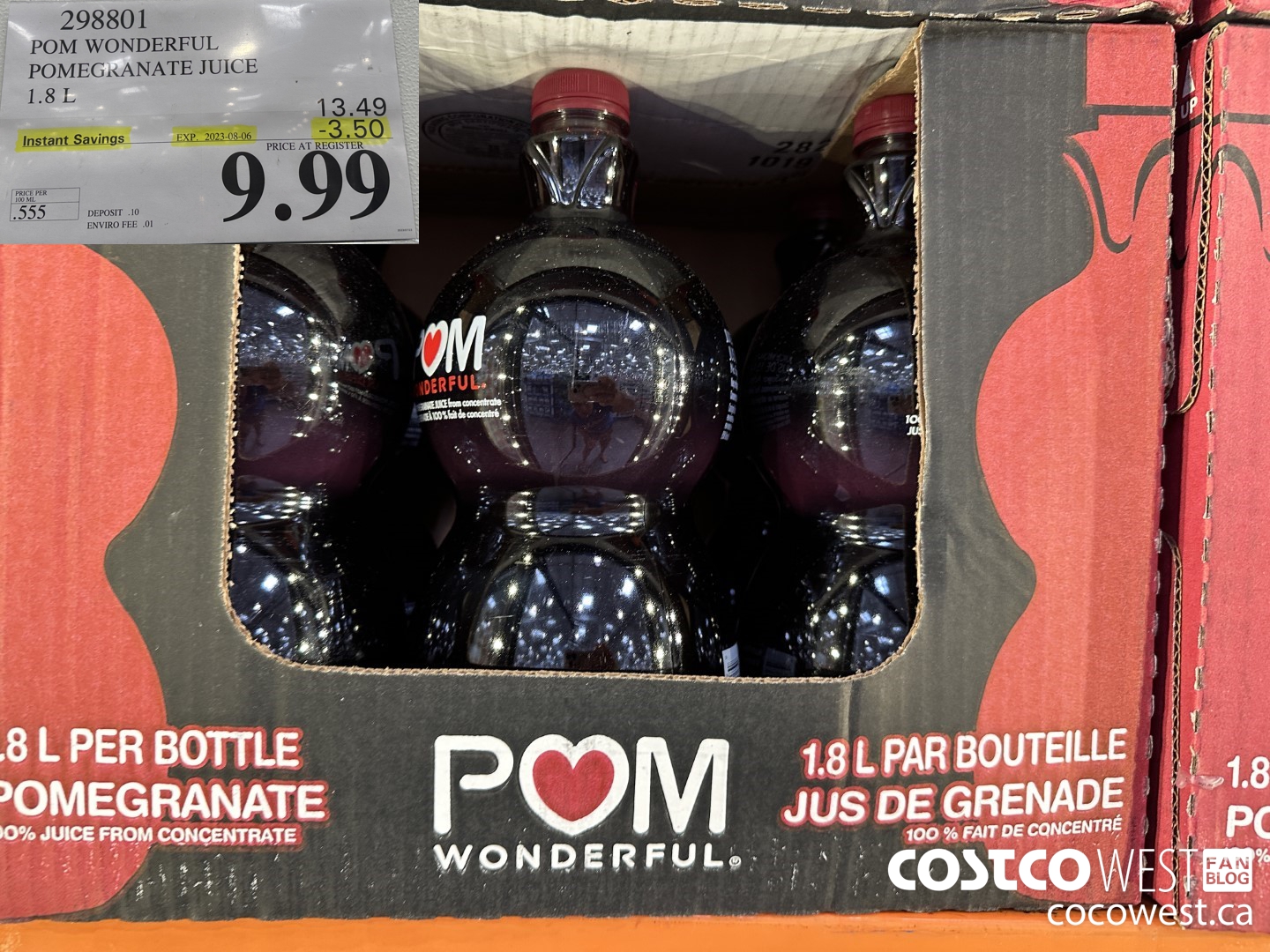 298801 POM WONDERFUL POMEGRANATE JUICE 1.8 L ($3.50 INSTANT SAVINGS EXPIRES ON 2023-08-06) $9.99