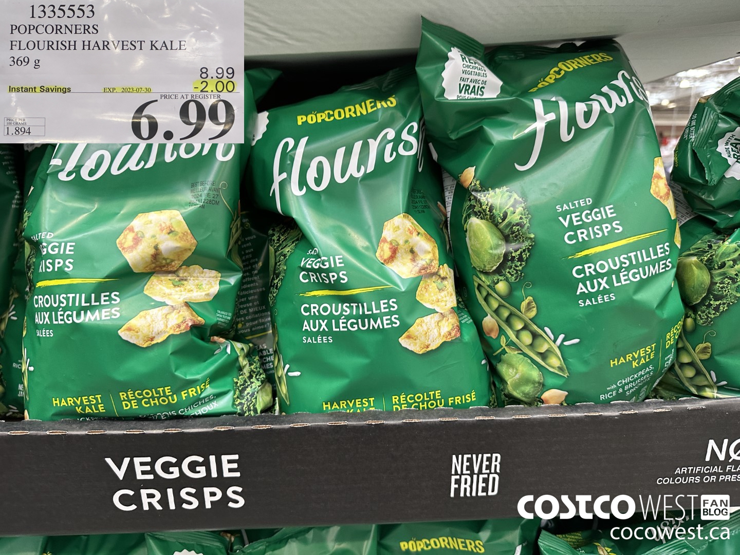 1335553 POPCORNERS FLOURISH HARVEST KALE 369 g ($2.00 INSTANT SAVINGS EXPIRES ON 2023-07-30) $6.99