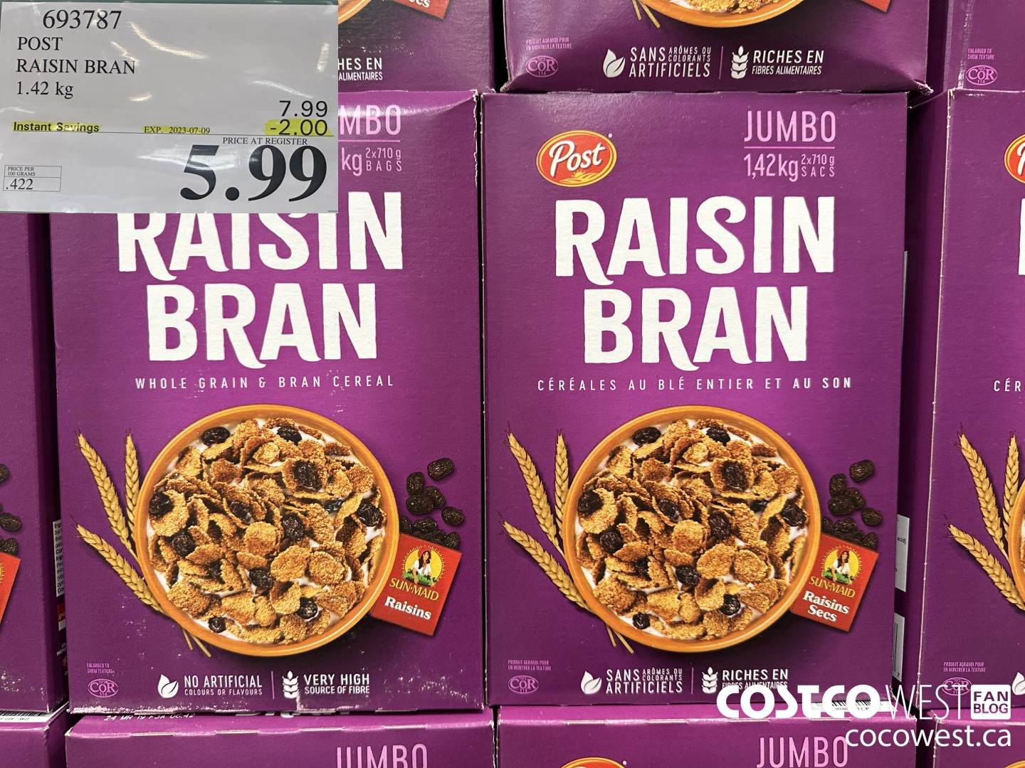 693787 POST RAISIN BRAN 1.42 KG ($2.00 INSTANT SAVINGS EXPIRES ON 2023-07-09) $5.99